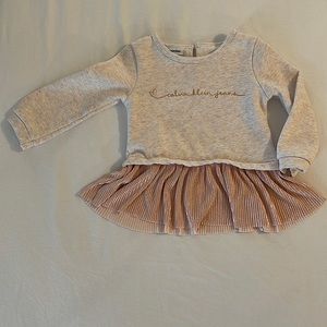 LIKE NEW Calvin Klein Baby Sweatshirt with Rose Gold Fringe (18M)